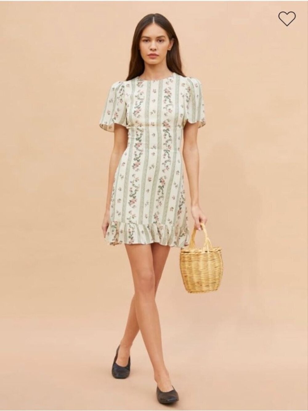 Reformation Beesley mini dress with ruffle in heath